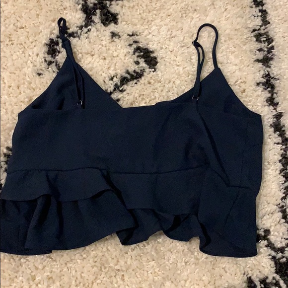 Bravado Navy Blue Ruffled Crop Top - Picture 3 of 3